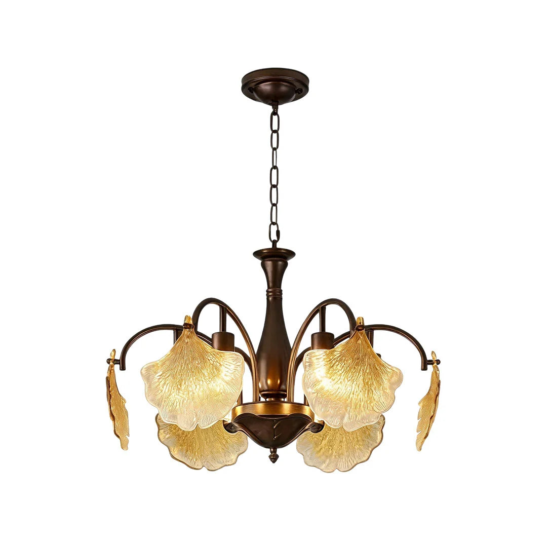 Leaf Glass Chandelier French Vintage Ginkgo Leaf Ceiling Light - view 9