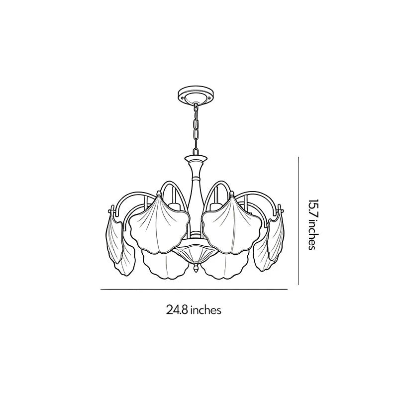 Leaf Glass Chandelier French Vintage Ginkgo Leaf Ceiling Light - view 11