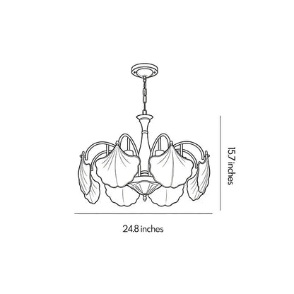 Leaf Glass Chandelier French Vintage Ginkgo Leaf Ceiling Light - view 11