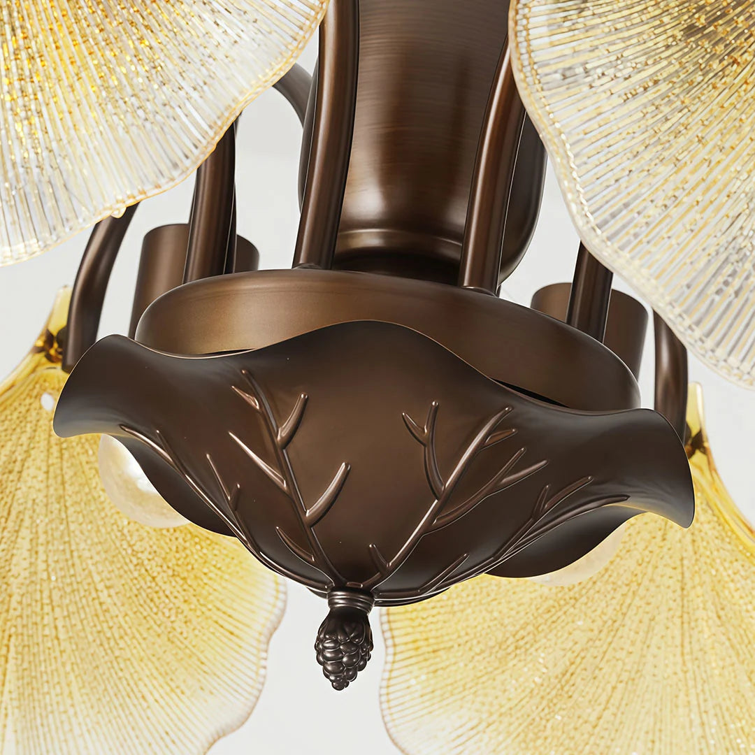 Leaf Glass Chandelier French Vintage Ginkgo Leaf Ceiling Light - view 5