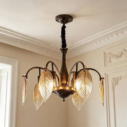 Leaf Glass Chandelier French Vintage Ginkgo Leaf Ceiling Light