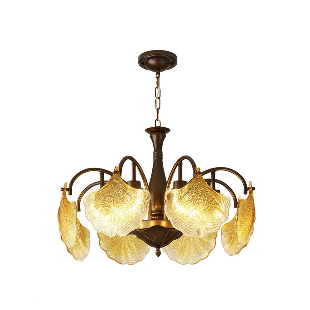 Leaf Glass Chandelier French Vintage Ginkgo Leaf Ceiling Light - view 10