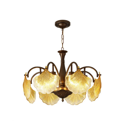 Leaf Glass Chandelier French Vintage Ginkgo Leaf Ceiling Light - view 10
