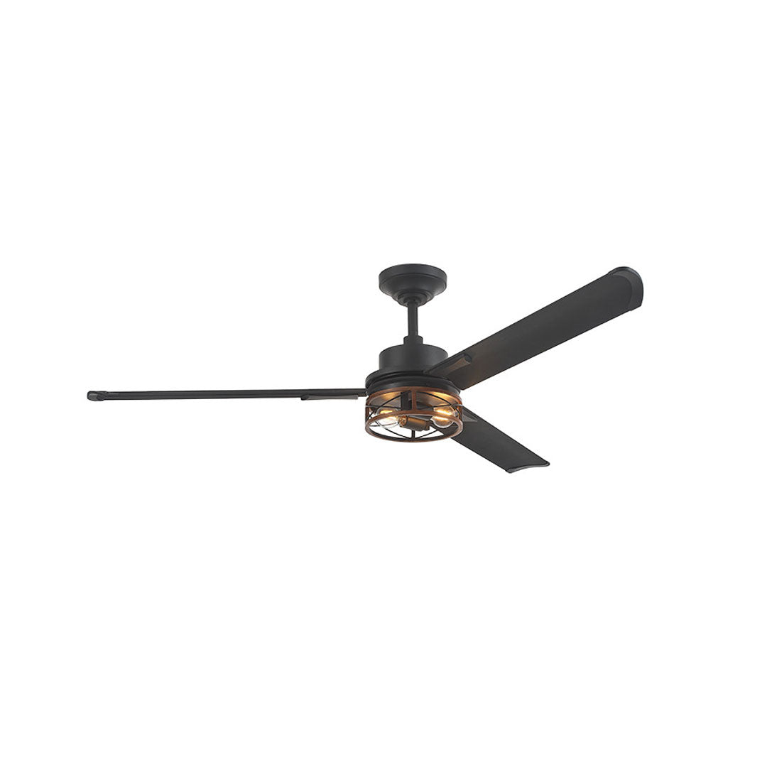 Black Ceiling Fan with Lighting American Metal Light - view 7