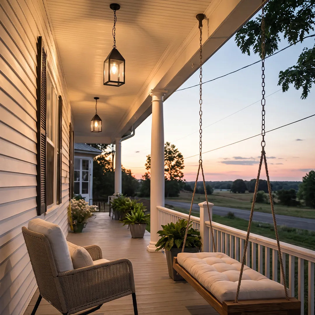2 PCS Modern Black Outdoor Pendant Light Iron Hanging Lantern - view 6