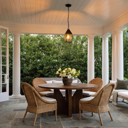2 PCS Modern Black Outdoor Pendant Light Iron Hanging Lantern - view 2