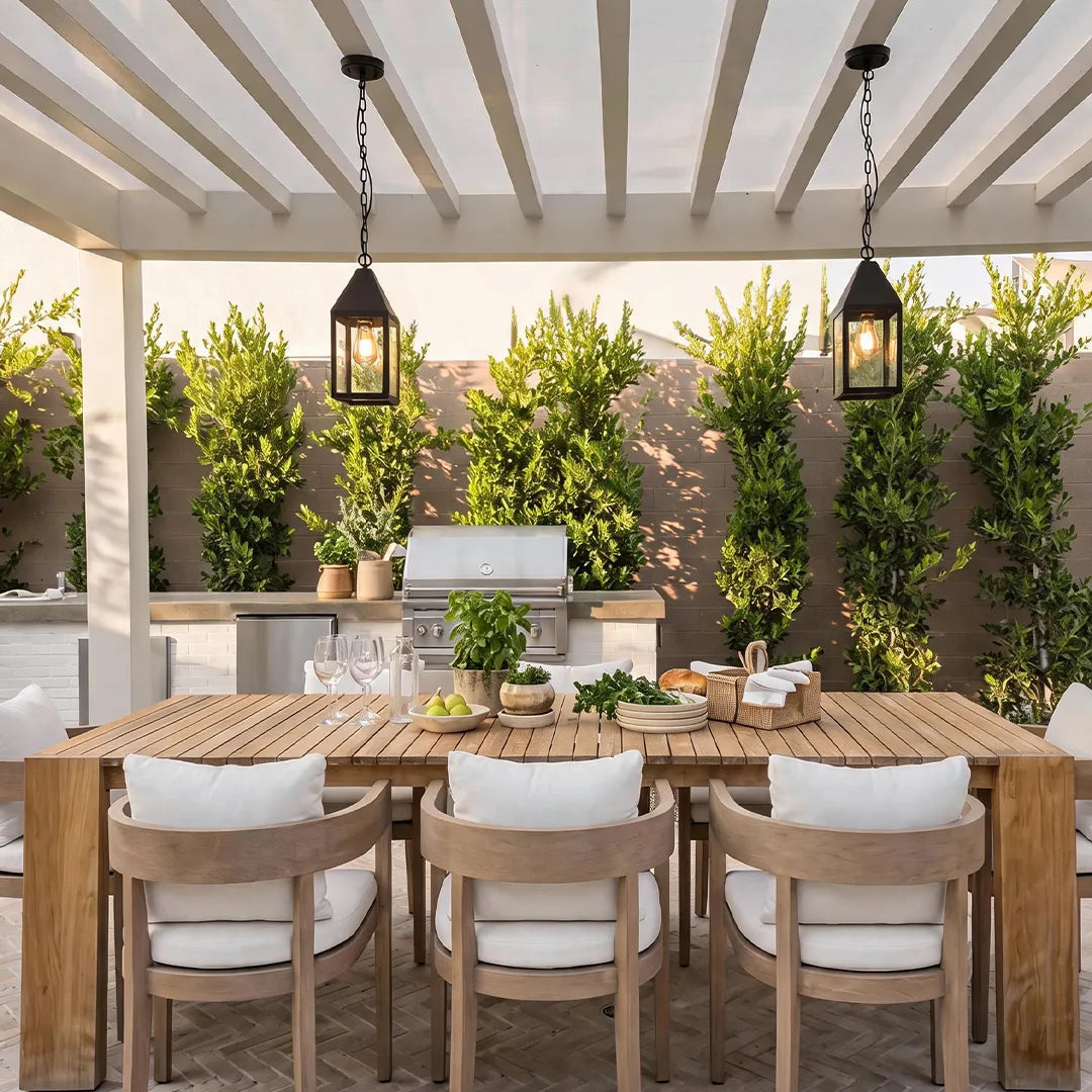 2 PCS Modern Black Outdoor Pendant Light Iron Hanging Lantern - view 3
