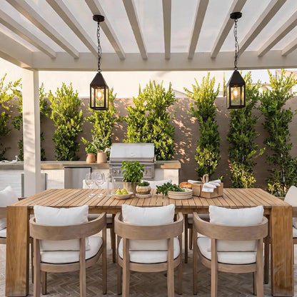 2 PCS Modern Black Outdoor Pendant Light Iron Hanging Lantern - view 3