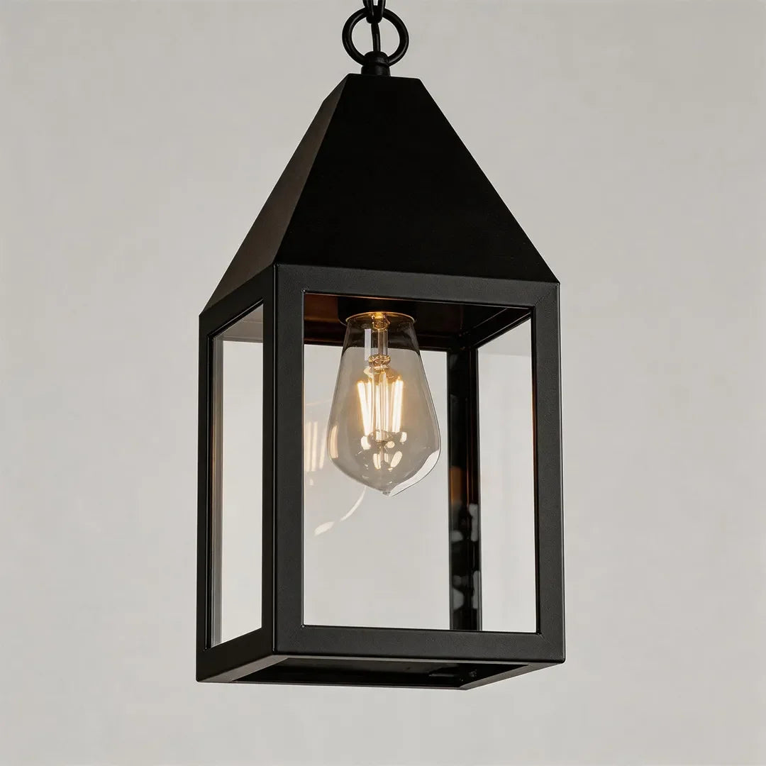2 PCS Modern Black Outdoor Pendant Light Iron Hanging Lantern - view 7