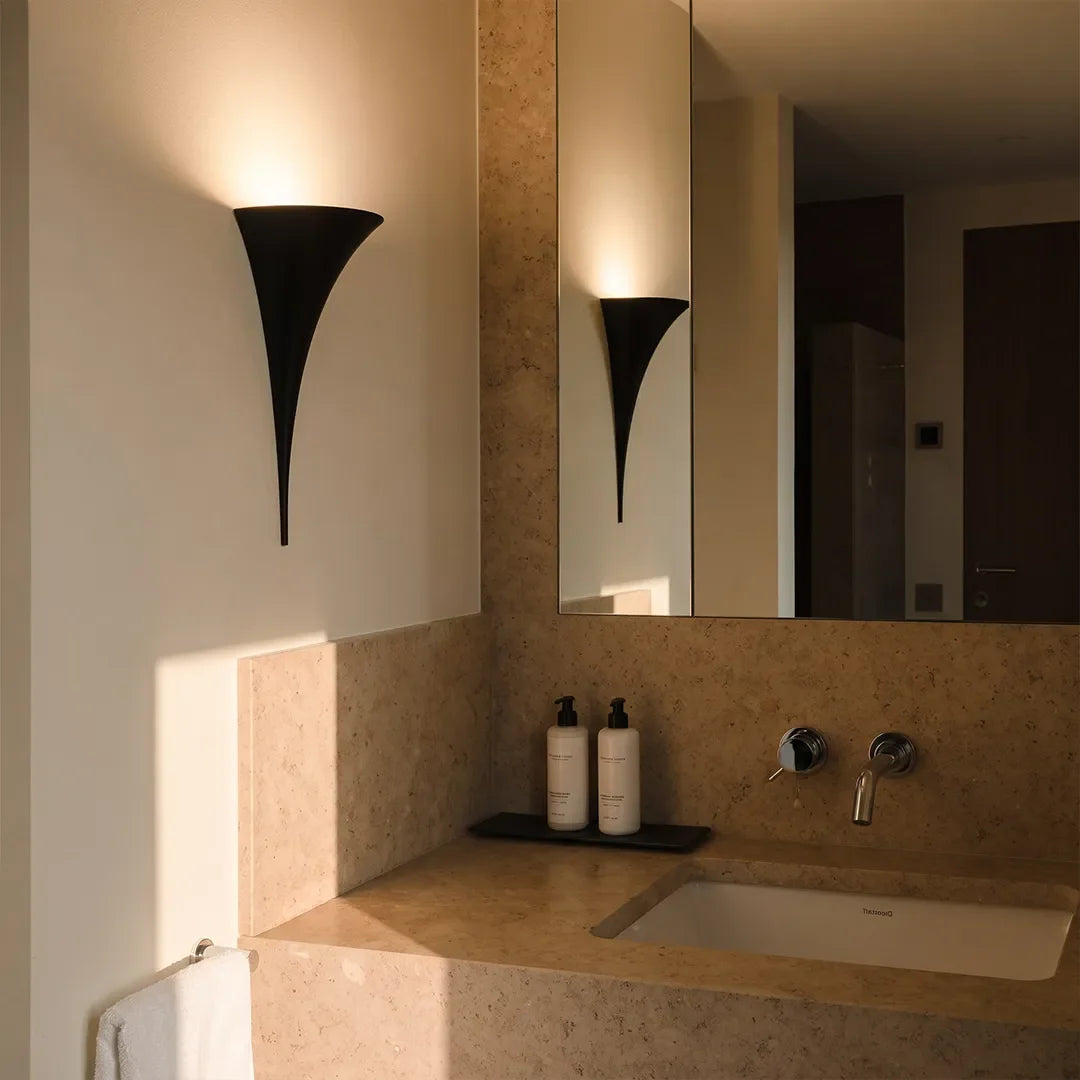 Modern Brass Wall Sconce Sculptural Trumpet Flared Light - view 6