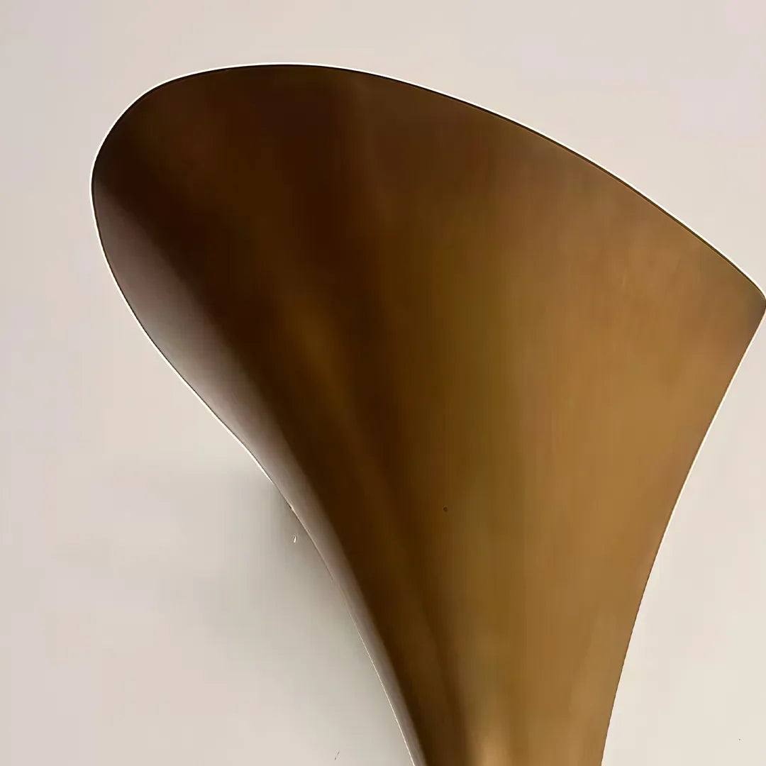 Modern Brass Wall Sconce Sculptural Trumpet Flared Light - view 7