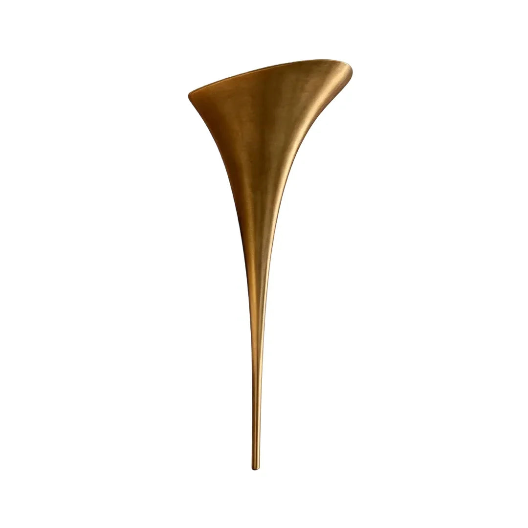 Modern Brass Wall Sconce Sculptural Trumpet Flared Light - view 12