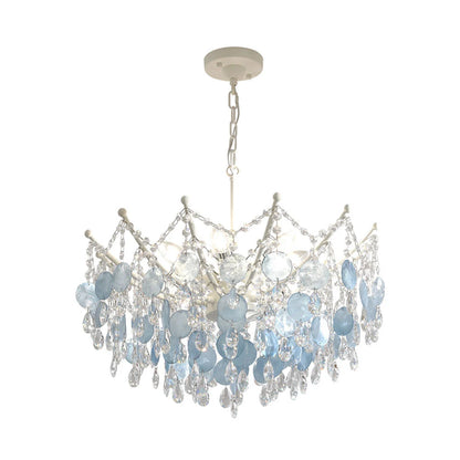 Glam Chandelier French Cream-Style Shell and Crystal Ceiling Light - view 9