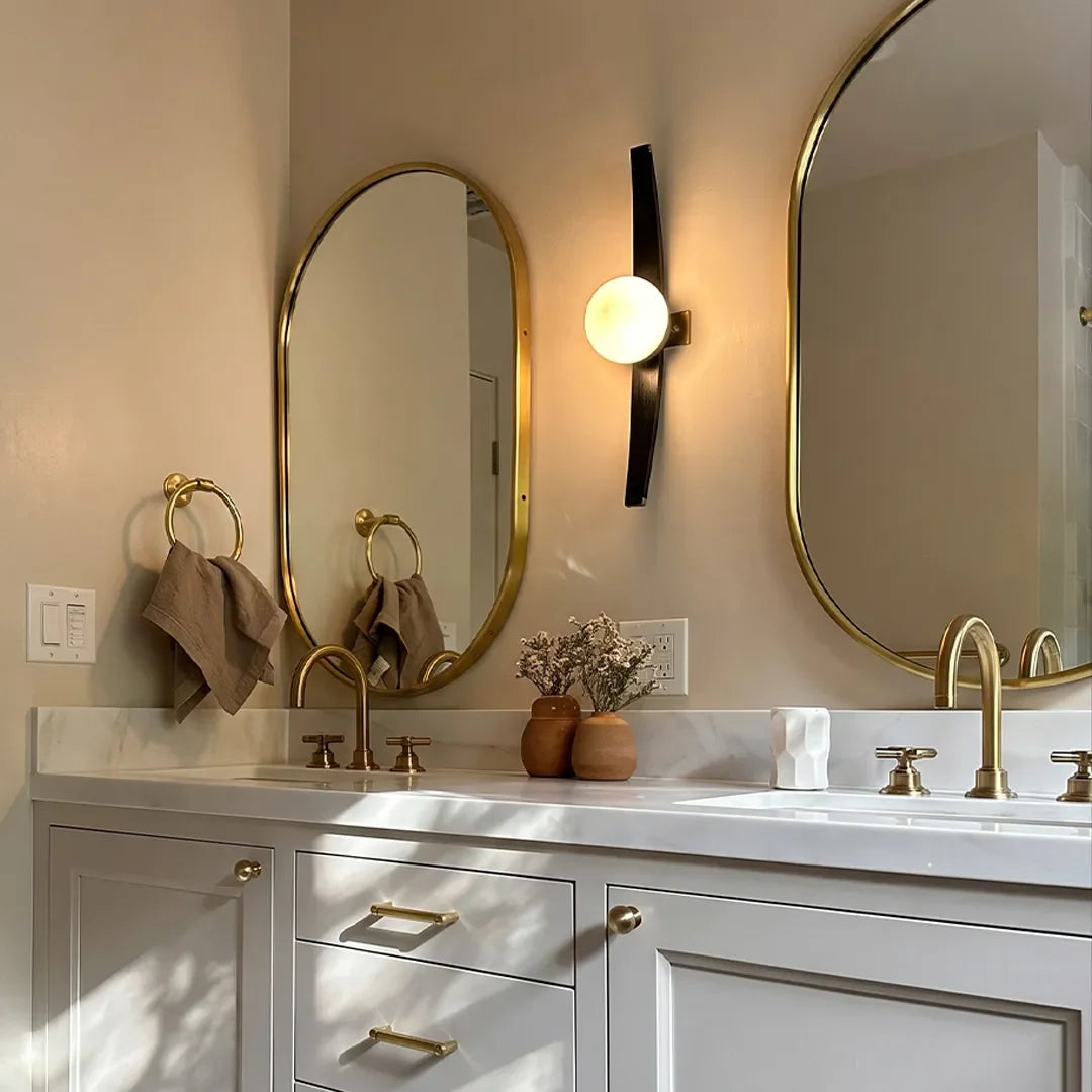 Modern Globe Wall Sconce Curved Wood and Glass Light