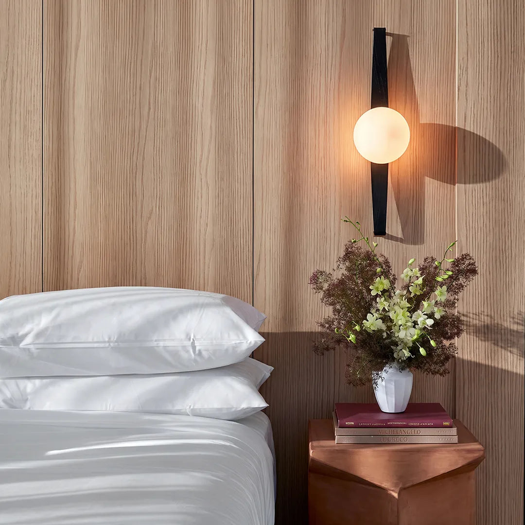 Modern Globe Wall Sconce Curved Wood and Glass Light - view 6