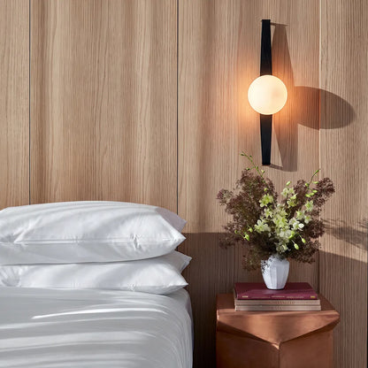 Modern Globe Wall Sconce Curved Wood and Glass Light - view 6