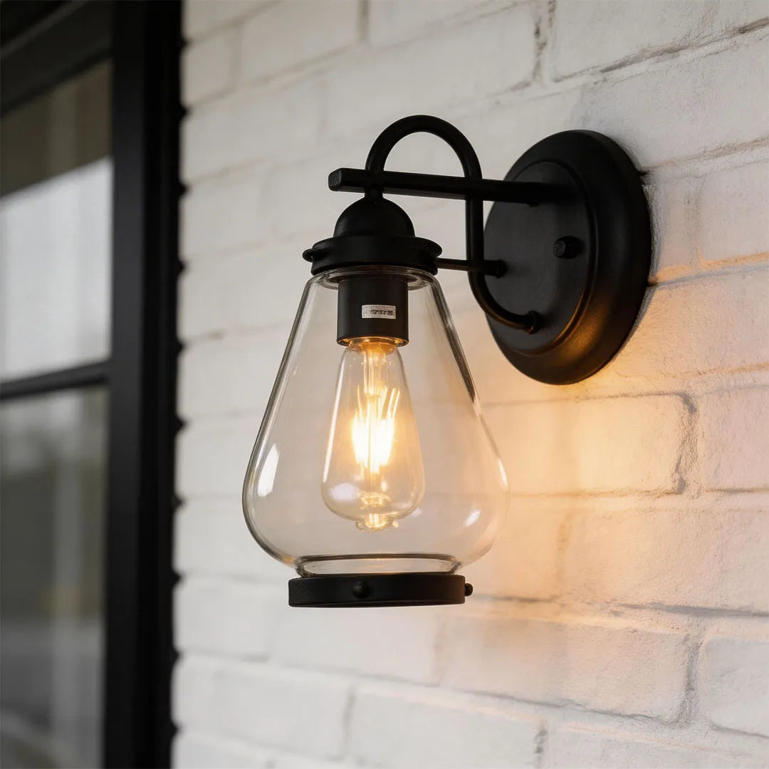 Vintage Sconce Wall Light Clear Glass Outdoor Lantern Light - view 6