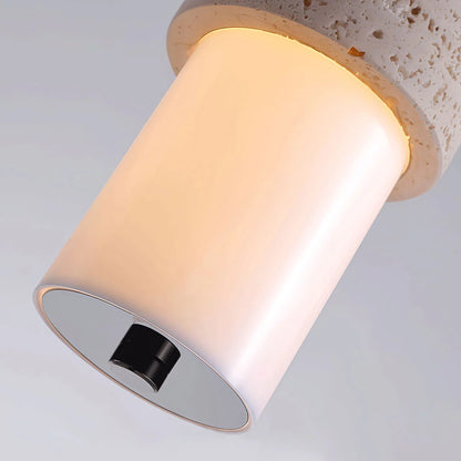 Modern LED Pendant Lights Travertine and Wood Bedside Ceiling Light - view 6