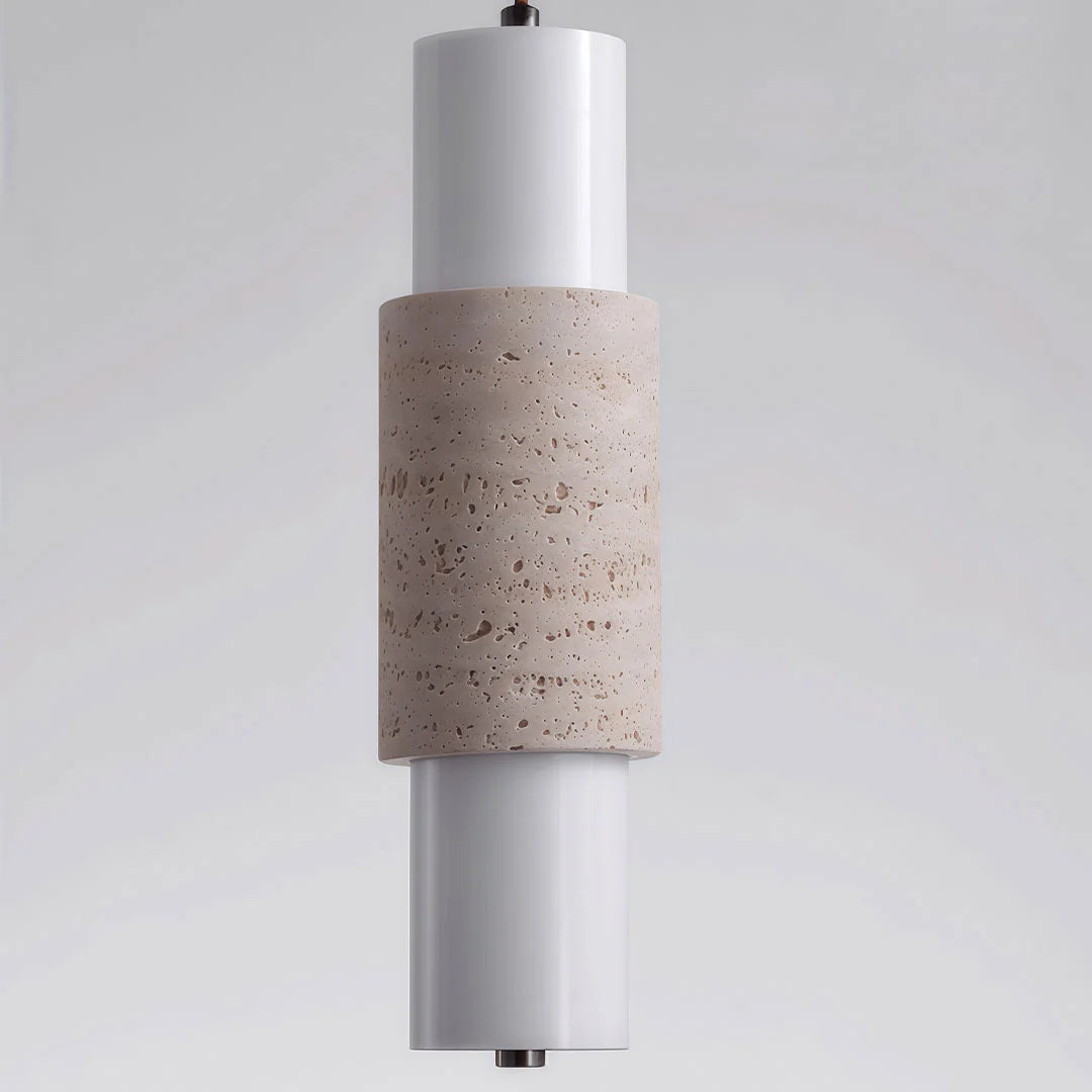 Modern LED Pendant Lights Travertine and Wood Bedside Ceiling Light - view 5