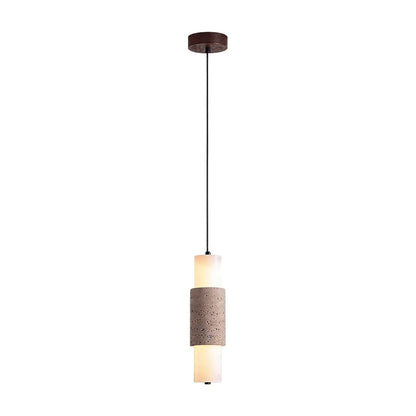Modern LED Pendant Lights Travertine and Wood Bedside Ceiling Light - view 8