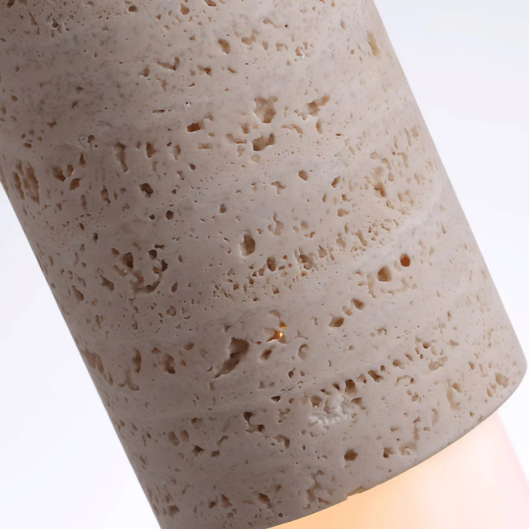 Modern LED Pendant Lights Travertine and Wood Bedside Ceiling Light - view 7