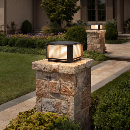 Modern Pillar Lights Layered Ribbed Glass Outdoor Light - view 4