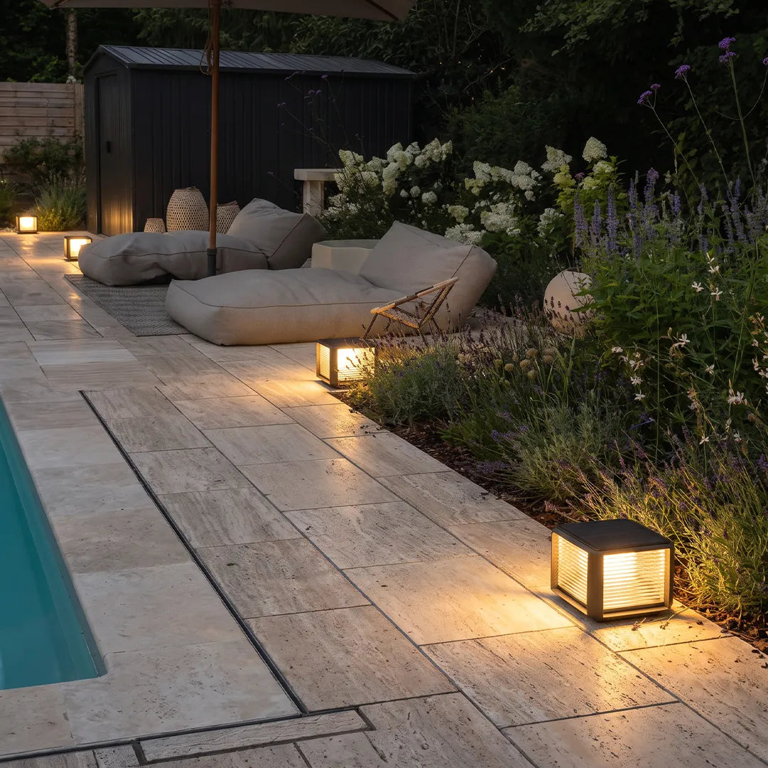 Modern Pillar Lights Layered Ribbed Glass Outdoor Light - view 5