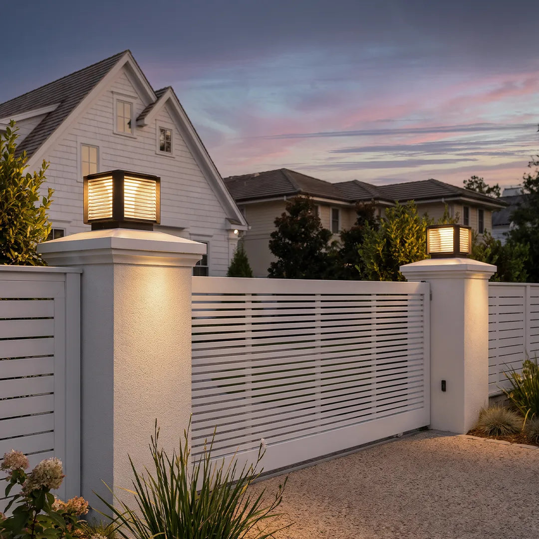 Modern Pillar Lights Layered Ribbed Glass Outdoor Light - view 2