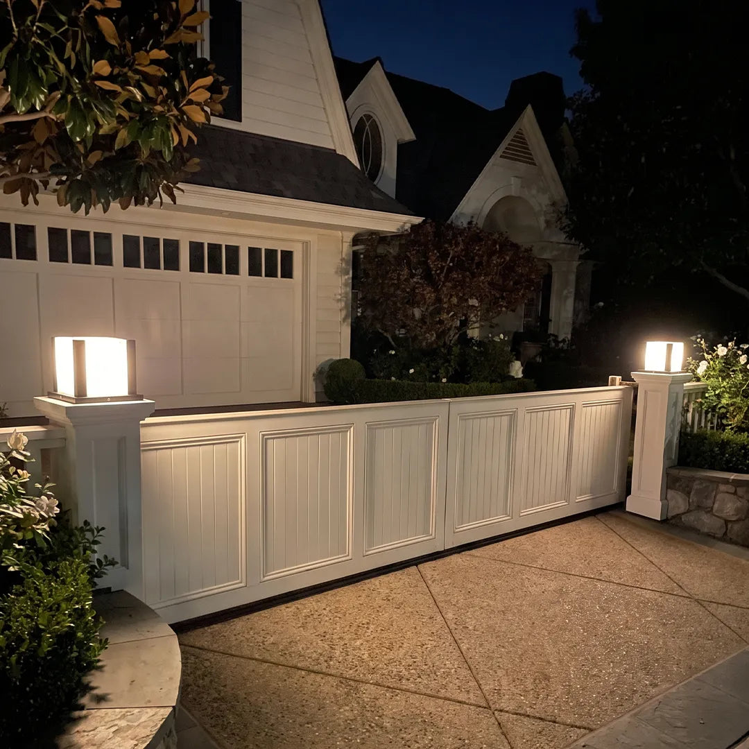 Contemporary Outdoor Pillar Lights Square Faux Marble Light - view 6