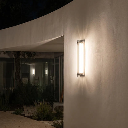 Silver Outdoor Wall Lights Modern Waterproof Glass LED Light