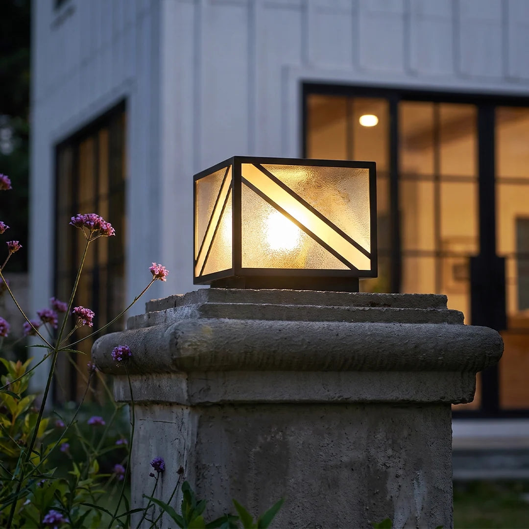 Black Outdoor Pillar Lights Modern Square Copper Waterproof Light - view 2