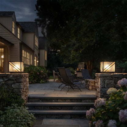 Black Outdoor Pillar Lights Modern Square Copper Waterproof Light - view 3