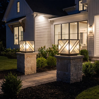 Black Outdoor Pillar Lights Modern Square Copper Waterproof Light - view 5