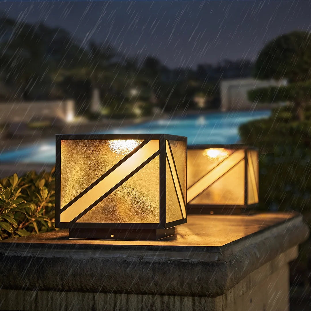 Black Outdoor Pillar Lights Modern Square Copper Waterproof Light - view 4