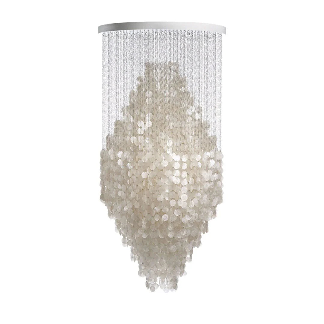 Modern Staircase Chandelier Cream-Style Round Shell Ceiling Light - view 6