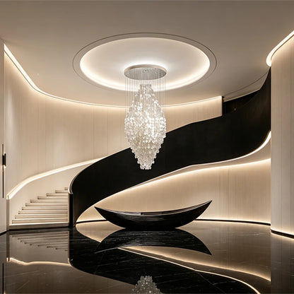Modern Staircase Chandelier Cream-Style Round Shell Ceiling Light - view 4