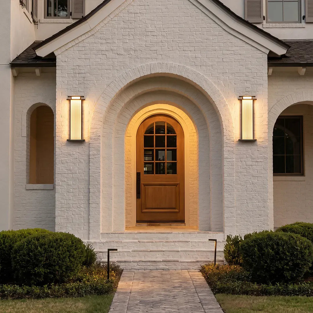 Modern Vertical Wall Sconce Ribbed Glass Outdoor Light - view 4