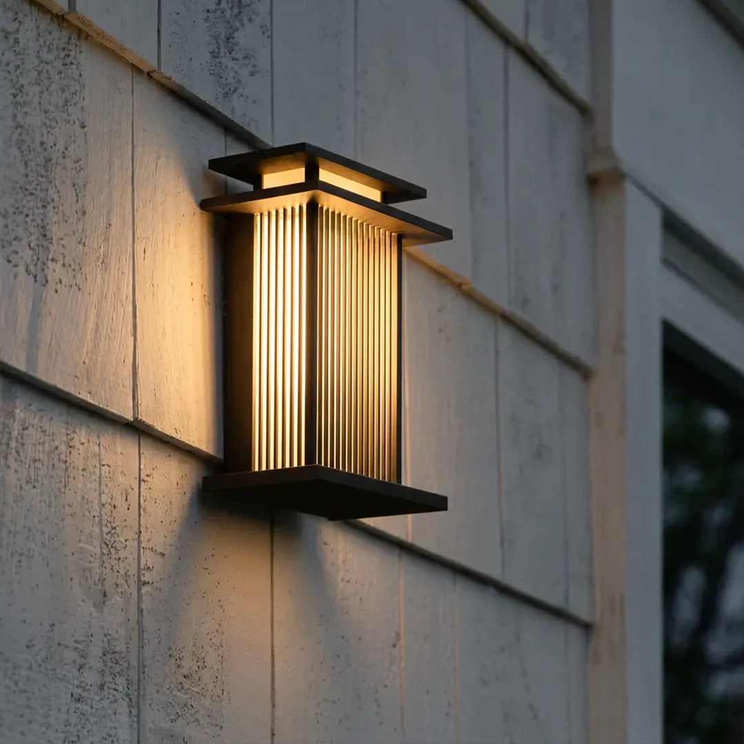 Modern Vertical Wall Sconce Ribbed Glass Outdoor Light - view 6