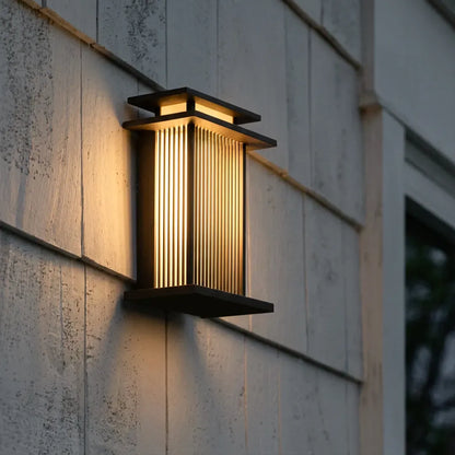 Modern Vertical Wall Sconce Ribbed Glass Outdoor Light - view 6