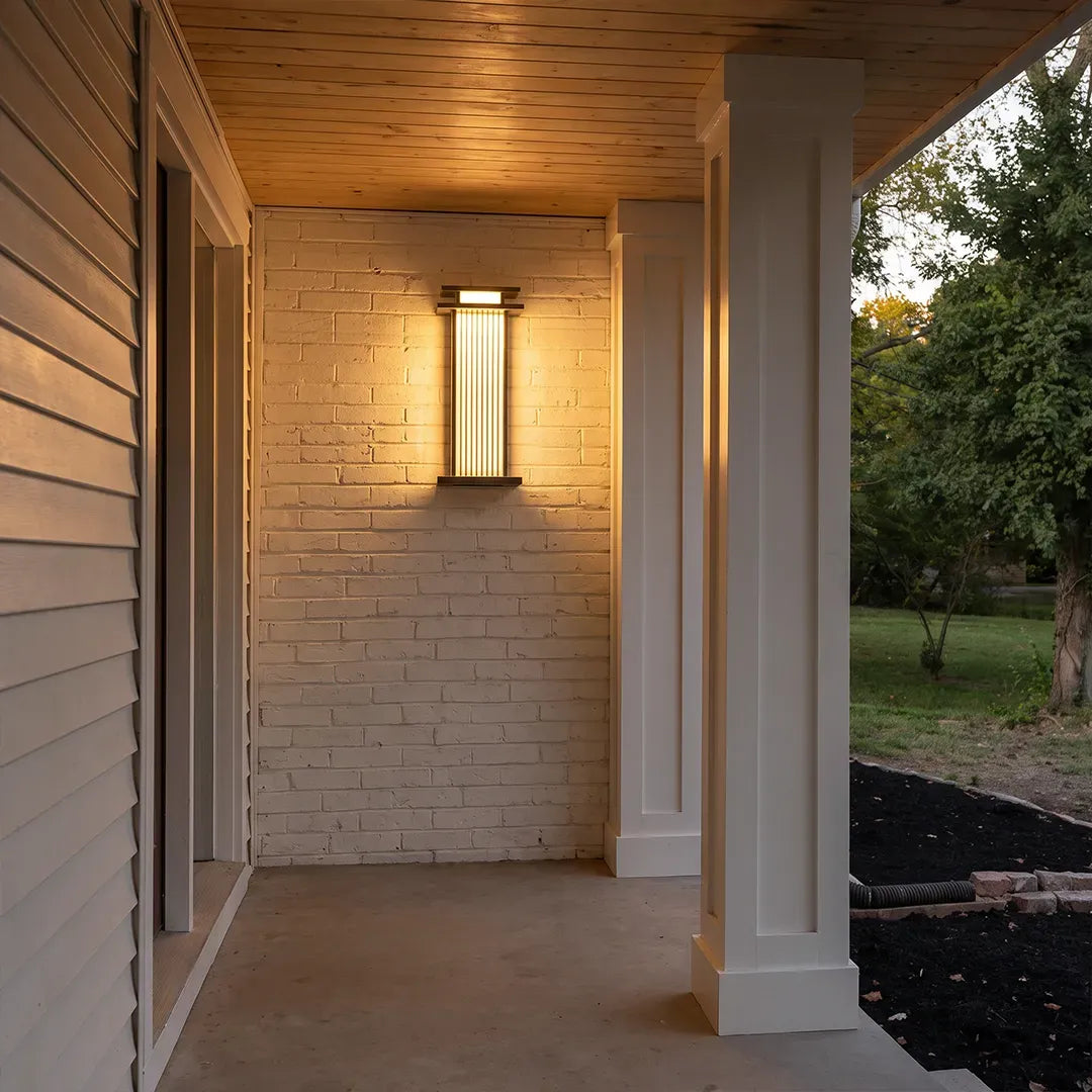 Modern Vertical Wall Sconce Ribbed Glass Outdoor Light - view 3