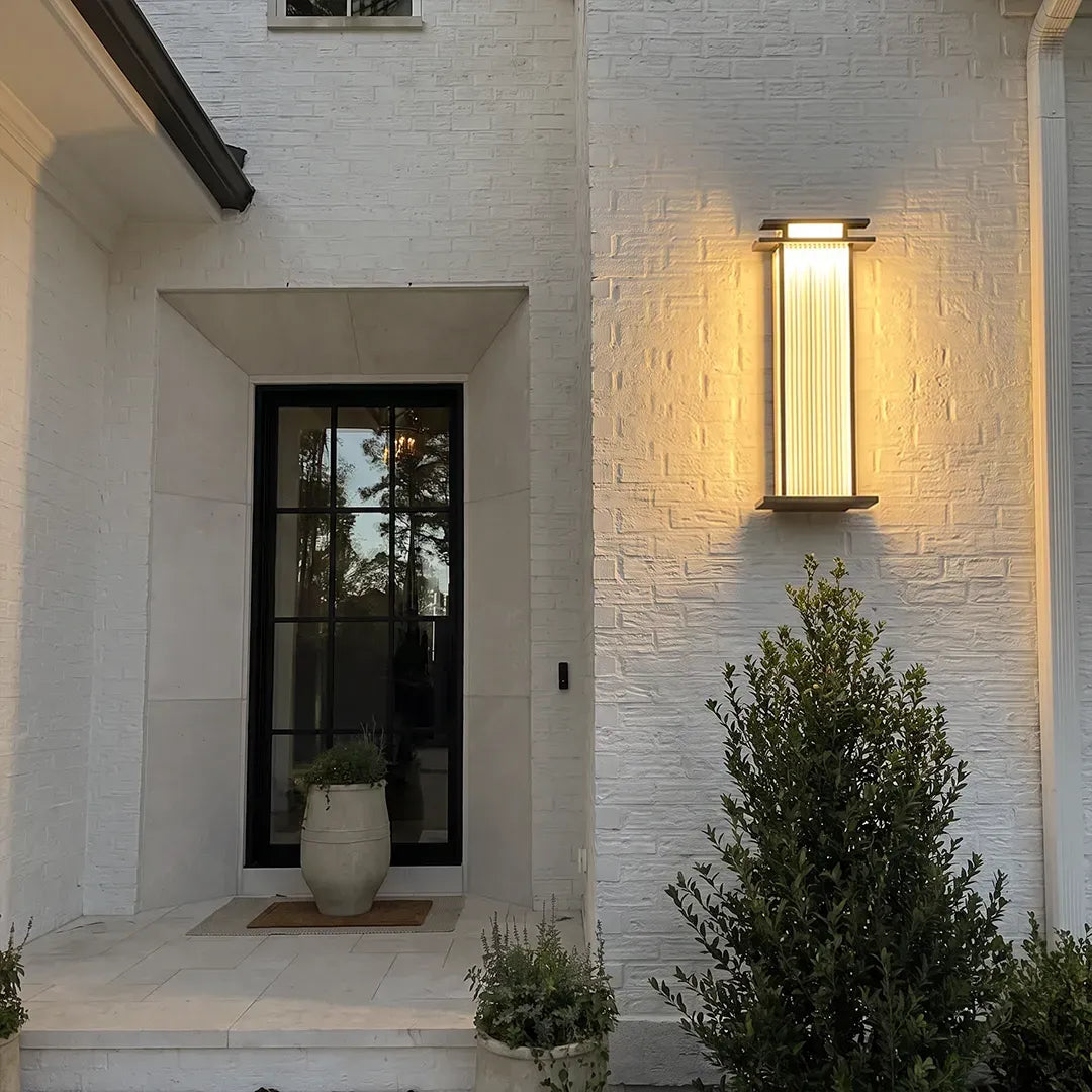 Modern Vertical Wall Sconce Ribbed Glass Outdoor Light - view 5