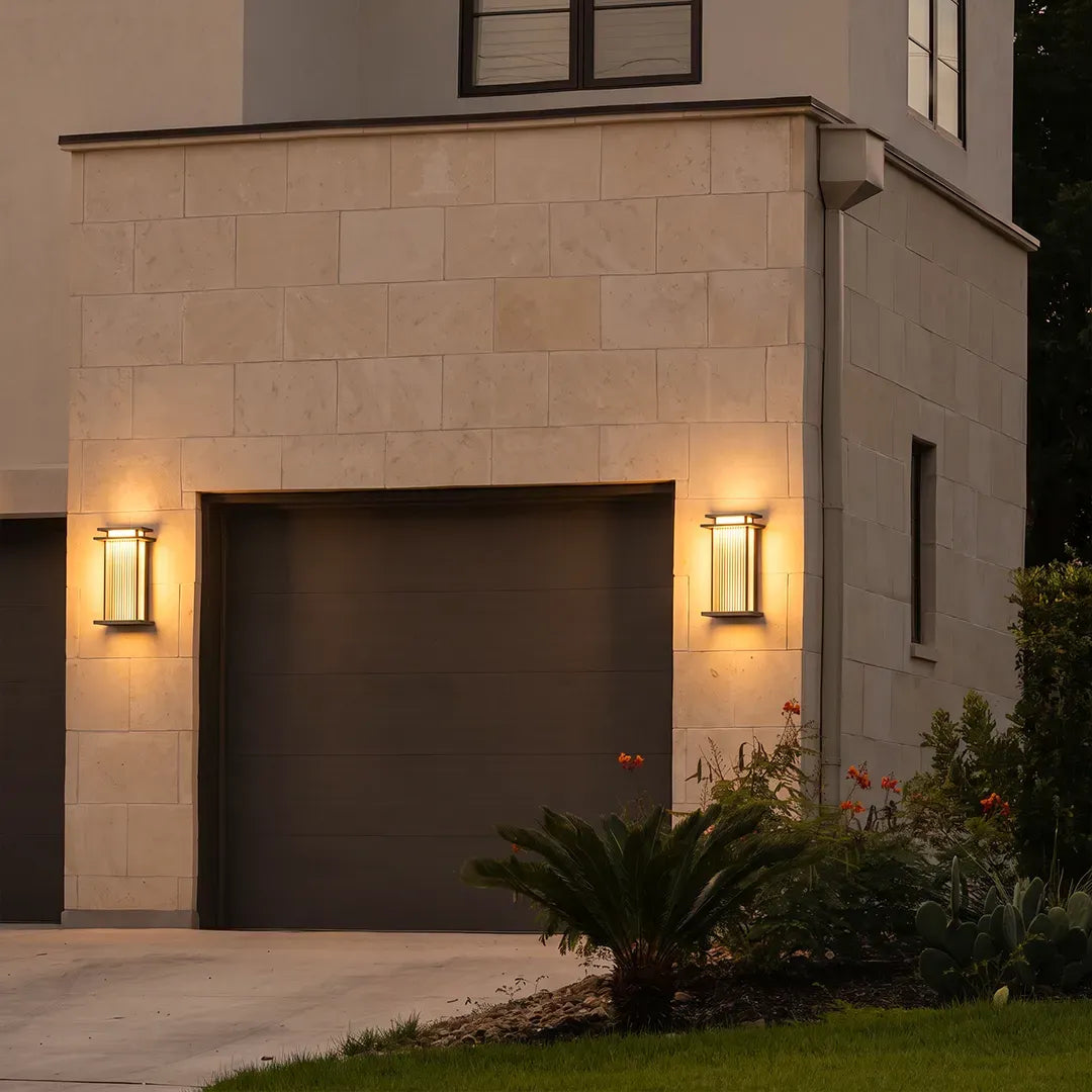 Modern Vertical Wall Sconce Ribbed Glass Outdoor Light - view 2