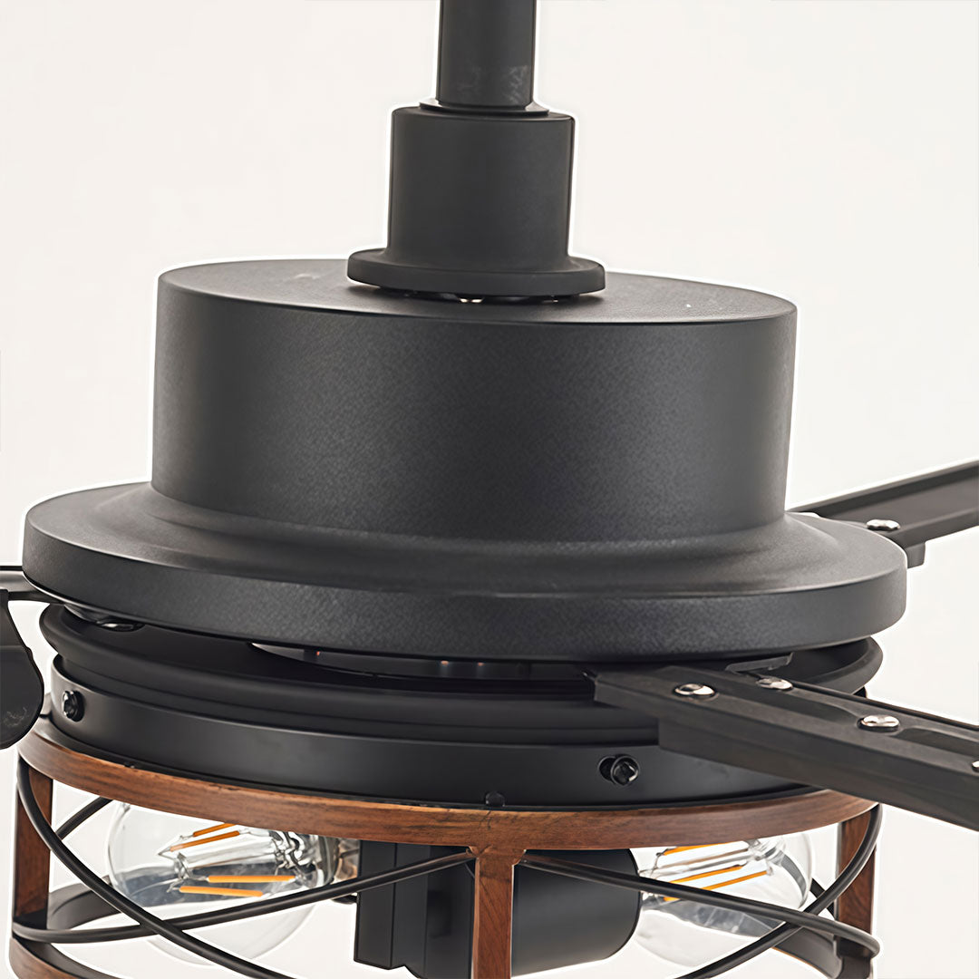 Black Ceiling Fan with Lighting American Metal Light - view 6