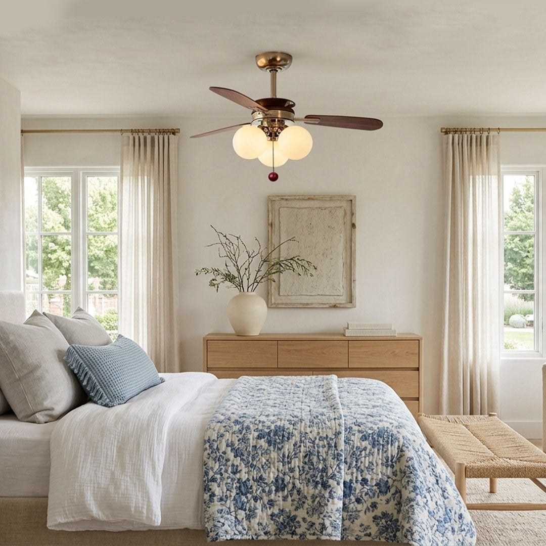 Indoor Ceiling Fan with Light French Cream Style Light - view 4