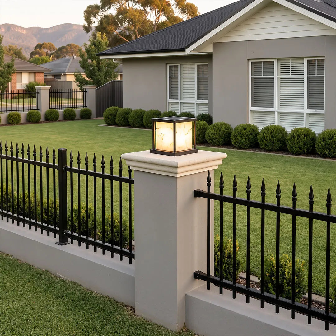 Outdoor Pillar Solar Lights Modern Faux Marble Light - view 6
