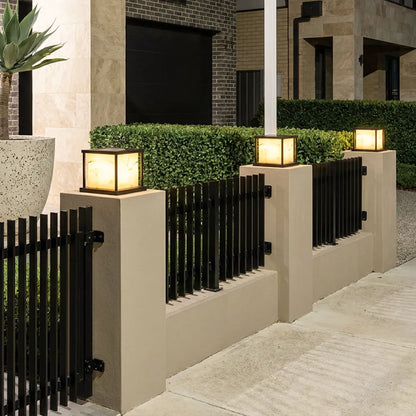 Outdoor Pillar Solar Lights Modern Faux Marble Light - view 4
