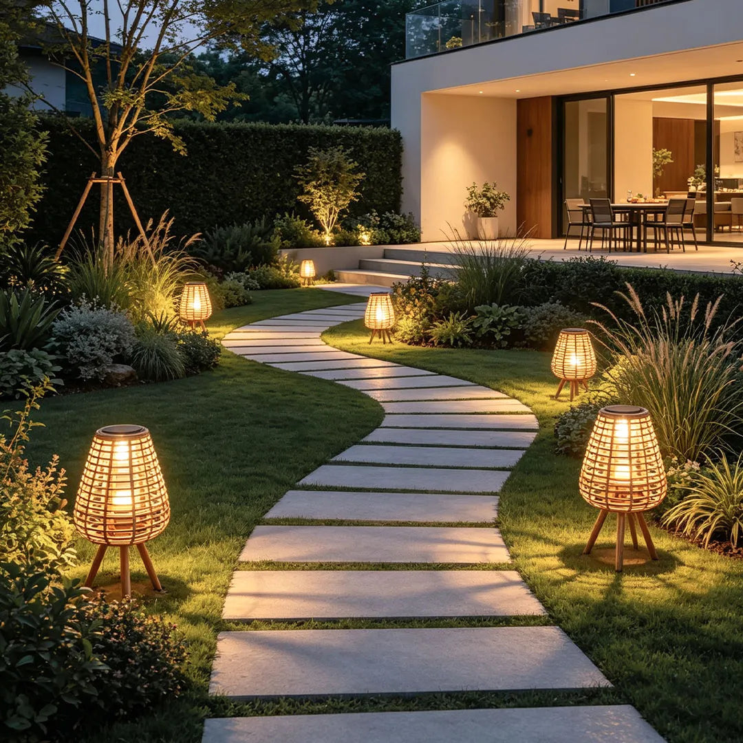 Outdoor Solar Floor Lamps Waterproof Woven Patio Lamps - view 2