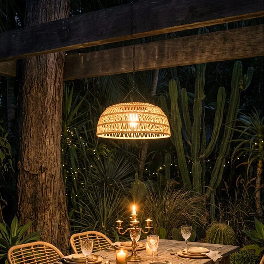 Outdoor Solar Pendant Light Modern Woven Floor Light