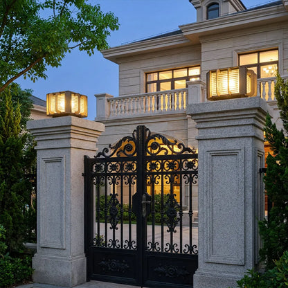 Outdoor Solar Pillar Lights Modern Black Courtyard Light - view 4