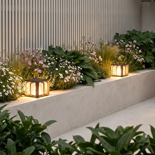 Outdoor Solar Pillar Lights Modern Black Courtyard Light